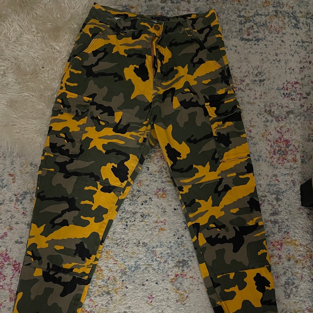 Yellow Camo Cargo Pants